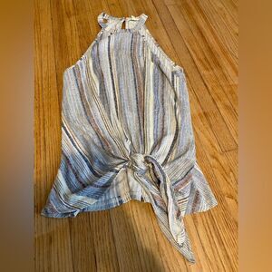Above and Beyond Women M fits a bit larger Striped Sleeveless Tie-Front Top